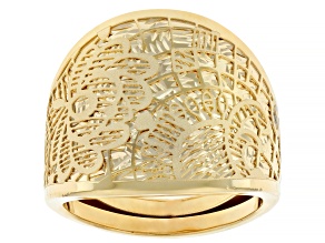 Stefano Oro® 14k Yellow Gold "Boboli Collection" Peony Relief Ring 