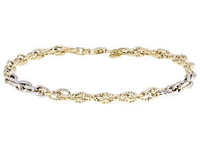 14k Yellow Gold Torchon Two-Tone Bracelet