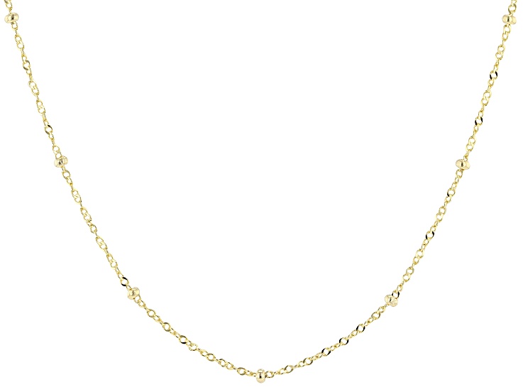 14k Yellow Gold 1.5mm Bead Station 18" Chain
