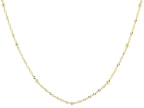 14k Yellow Gold 1.5mm Bead Station 18" Chain