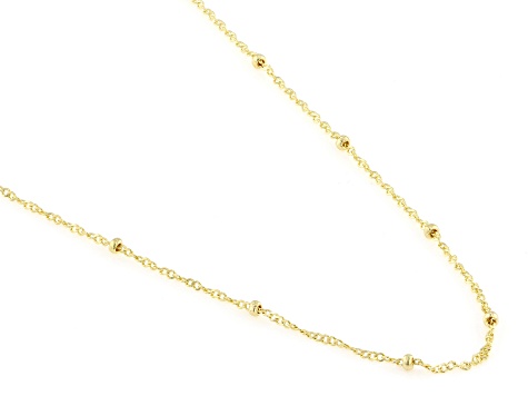 14k Yellow Gold 1.5mm Bead Station 18" Chain