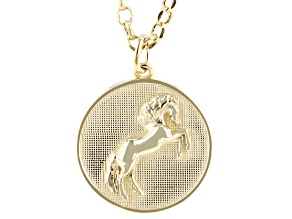 14k Yellow Gold Prancing Horse Symbol of Arezzo Pendant with 18-20" Chain