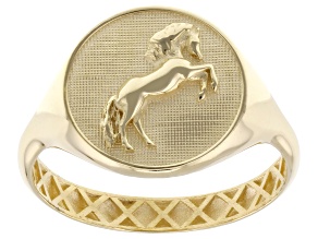 14k Yellow Gold Prancing Horse Symbol of Arezzo Signet Ring