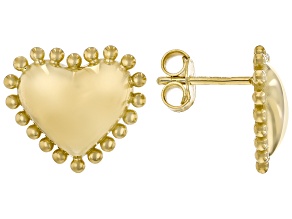 14k Yellow Gold Etruscan Heart Collection Stud Earrings