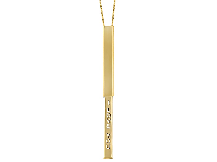 14k Yellow Gold "I Love you" Sliding Cartouche 18" Necklace