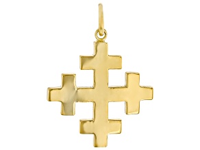 14k Yellow Gold Honeycomb Ricami Cross Pendant