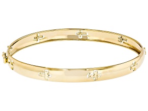 14k Yellow Gold 6mm Rinascimento Cross Bangle