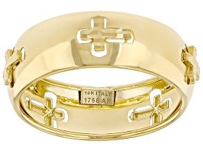 14k Yellow Gold 6.5mm Rinascimento Cross Band Ring