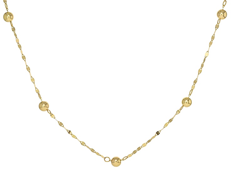 14k Yellow Gold 5mm Petali Bead Station Necklace