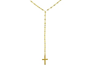 14k Yellow Gold Lariat Cross 18" Necklace