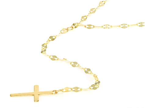14k Yellow Gold Lariat Cross 18" Necklace