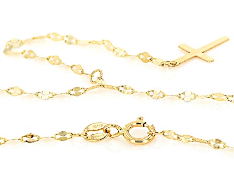 14k Yellow Gold Lariat Cross 18" Necklace