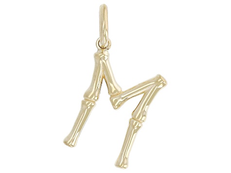 14k Yellow Gold Bamboo Initial Pendant