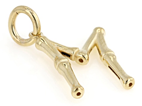 14k Yellow Gold Bamboo Initial Pendant