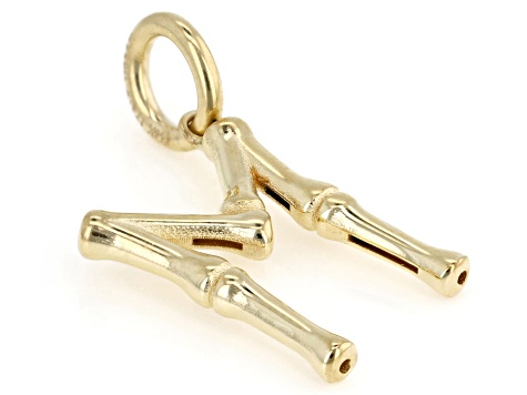 14k Yellow Gold Bamboo Initial Pendant