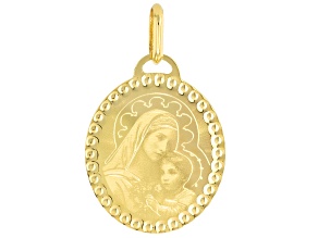 14k Yellow Gold Madonna and Child Medal Pendant