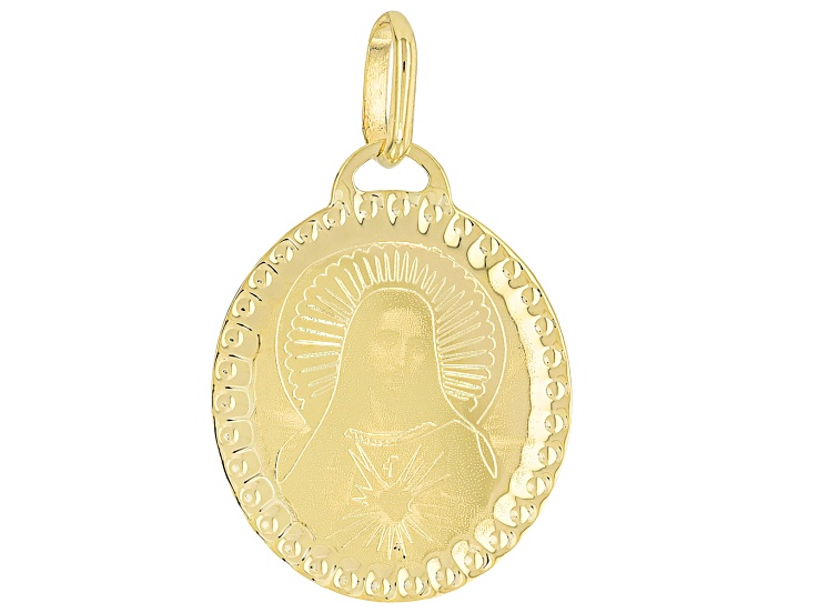 14k Yellow Gold Sacred Heart Jesus Medal Pendant