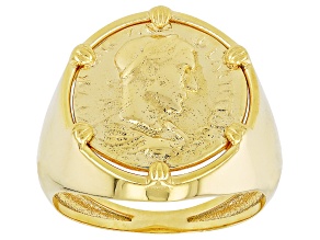 14k Yellow Gold Guilio Cesare Coin Replica Signet Ring