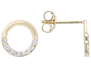 14k Yellow Gold Circle of Life Earrings with Cubic Zirconia Accent 0.24ctw