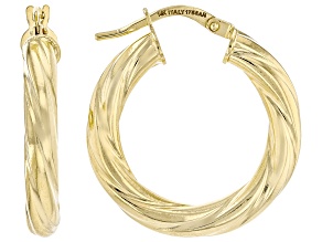 14k Yellow Gold Polished Twisted Hoop Earrings