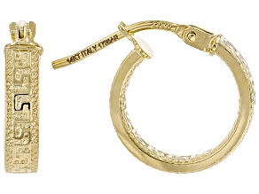 14k Yellow Gold Greek Key Hoop Earrings