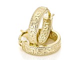 14k Yellow Gold Greek Key Hoop Earrings