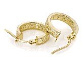 14k Yellow Gold Greek Key Hoop Earrings