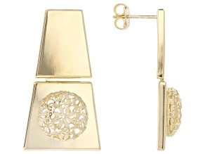 14k Yellow Gold 32x18mm Cathedral Ricami Earrings