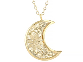 14k Yellow Gold 16.7mm x 12.7mm Moon Ricami Necklace