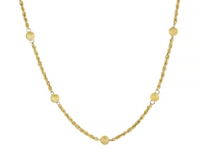 14k Yellow Gold 2.1mm Rope Bead Station 20 Inch Necklace