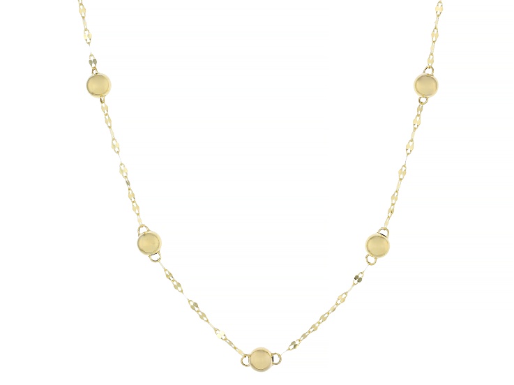 14k Yellow Gold Polished 1.6mm Lumina Chain With 5mm Beads 18 Inch Necklace