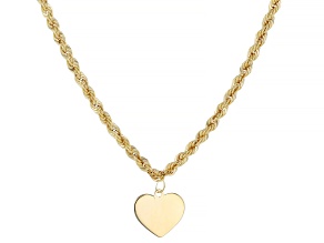 14k Yellow Gold Heart Rope Necklace