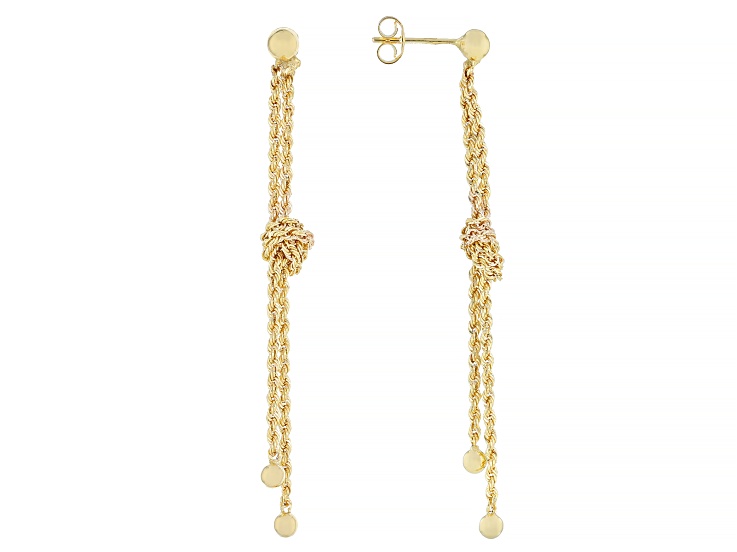 14k Yellow Gold 1.6mm Popcorn Rope Knot Earrings