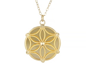 14k Yellow Gold 15mm Riflessi Filigree Flower Necklace