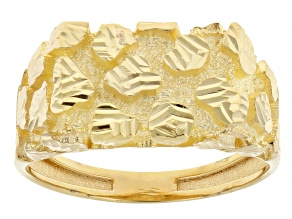 14k Yellow Gold Diamond Cut 9.5mm Pepita Ring