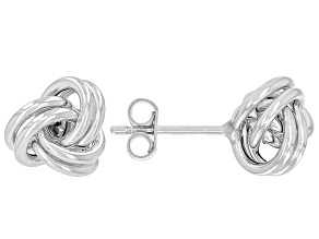 Rhodium Over 14k Yellow Gold 9.5mm Rope Knot Stud Earrings