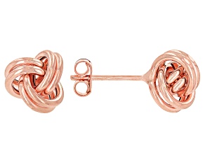 14k Rose Gold Over Yellow Gold 9.5mm Rope Knot Stud Earrings
