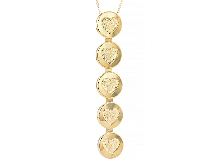 14K Yellow Gold Reversible Heart Ricami 18 Inch Necklace