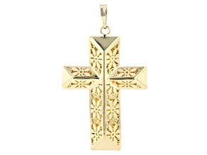 14K Yellow Gold Flower Ricami Cross Pendant