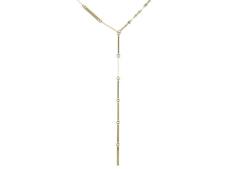 14K Yellow Gold 1.5mm Polished Bars & Mirror Links 18 Inch Y Necklace