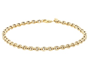 14K Yellow Gold 3.5mm Polished Oval Rolo 7.5 Inch Bracelet