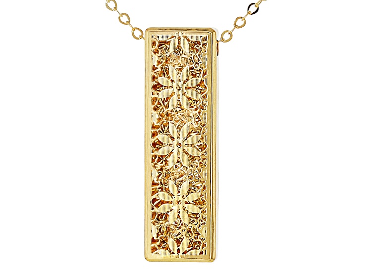 14K Yellow Gold Ricami Bar 18 Inch Necklace
