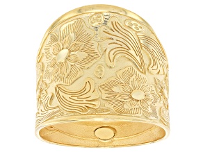 14K Yellow Gold Graduato Rilievi Flori Ring
