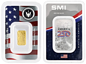 24k Yellow Gold 1g Blister Pack & 0.999 1oz Silver Ingot America250™ Set of 2