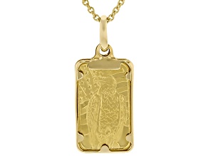 24k Gold 1g Bald Eagle Ingot With 10k Gold Frame Pendant And 10K Gold Filled 1.1mm Cable 20" Chain