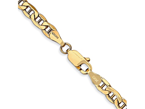 14k Yellow Gold 4.1mm Semi-Solid Mariner Chain 24 inch