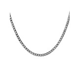 14k White Gold 3.35mm Semi-Solid Curb Link Chain 18" with Lobster Clasp.