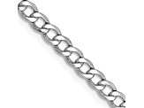 14k White Gold 3.35mm Semi-Solid Curb Link Chain 18" with Lobster Clasp.