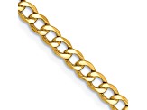 14k Yellow Gold 3.35mm Semi-solid Curb Link Chain 20"