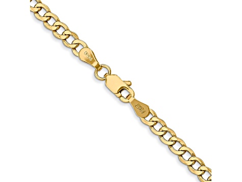 14k Yellow Gold 3.35mm Semi-solid Curb Link Chain 24"